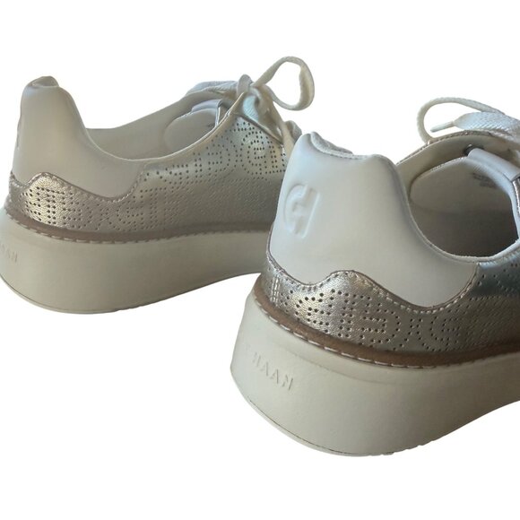 Cole Haan Women GrandPro Rally Laser Cut Sneakers Gold Metallic Leather 7.5 New - Picture 10 of 16